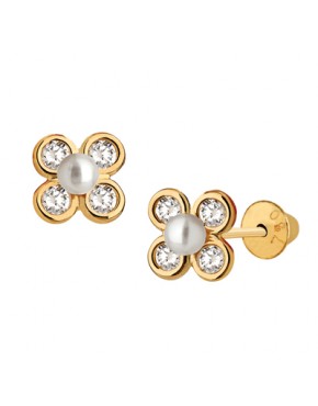 Brinco de flor com pérola - 0055280 Brinco de flor com pérola - 0055280