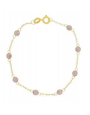 Pulseira zircônia redonda infantil em ouro 18k - 0029710