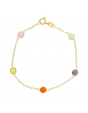 Pulseira zircônia redonda infantil em ouro 18k - 0029712